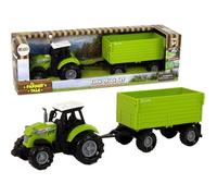 Tracteur agricole - LEANTOYS - Tracteur vert avec remorque - Plastique durable - Pour enfants à partir de 3 ans
