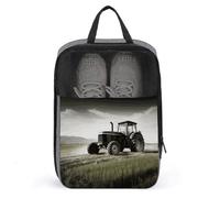 Tracteur Agriculture Tranquil Sac à chaussures Organiseur de chaussures de voyage résistant à l'eau Pochette à chaussures avec fermeture éclair Sac à poussière pour baskets, gris, taille unique,