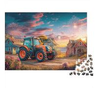 Tracteur au Coucher du Soleil Carton Extra Épais Style de scène côtière Rurale Puzzle De Bricolage 12 Ans+ Jeu De Famille Amusant Belle Décoration Idée Cadeau 70x50cm/1000pcs