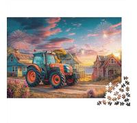 Tracteur au Coucher du Soleil Puzzle 1000 Pièces Style de Paysage Rural côtier Puzzle Adulte De Qualité Supérieure De l'art De La Décoration 38x26cm/1000pcs