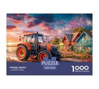 Tracteur au Coucher du Soleil Puzzle Monumental pour Adultes Scène de Campagne vibrante avec 1000 pièces de Jeu éducatives avancées, notoirement Difficiles - Conçu comme Le Plus mémorab