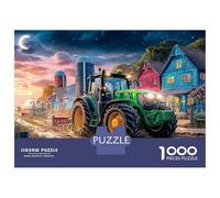 Tracteur au crépuscule Coffret Puzzle 1000 Pièces Papier Écologique Style de Paysage de Ferme Rurale pour Seniors, Puzzle, Loisir De Voyage, Cadeau De Noël Idéal pour Personnes Âgées 70x50cm/1000
