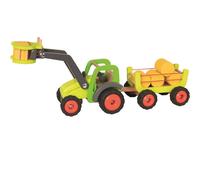 Tracteur avec remorque à foin