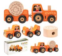 TRACTEUR AVEC REMORQUE ENSEMBLE DE BALLES DE FOIN EN BOIS POUR ENFANTS