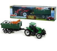 Tracteur avec Remorque Jouet Tracteur Agricole avec Chariot à Animaux Ferme Tracteurs à Embrayage Moyen Agricole Grand Jouet pour Enfants Tracteurs avec Char Remorque, Couleurs Assorties (b)