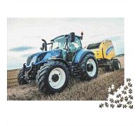 Tracteur Bleu Paysage Agricole Puzzle 1000 Pièces Puzzle pour Adultes Papier Jeu de Puzzle Détente Cadeau Décoration Foyer 38x26cm/1000pcs