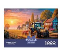 Tracteur champ d'arautage Puzzle Adulte 1000 Pièces Rural coucher de soleil style paysage De Qualité Supérieure : Maîtrisez Le Défi Du Puzzle Difficile - Pour Un Large Panel Dès 14 Ans 52x38cm/1000pcs