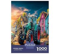 Tracteur dans Le Village Jigsaw Puzzle Jeu De Décompression 1000 Pièces Style de scène de Ferme Rurale Puzzle Art Déco Idées Cadeaux pour Adultes Et Enfants À Partir De 12 Ans 52x38cm/1000pcs