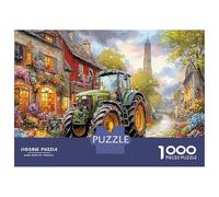 Tracteur dans Le Village Puzzle 1000 Pièces - Carton Épais Et Durable & Puzzle Art Rustique Vibrant Streets - pour Puzzle-Enthousiastes 52x38cm/1000pcs Cadeau De Noël