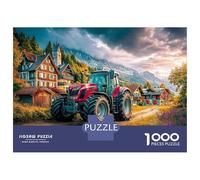 Tracteur dans Le Village Puzzle 1000 Pièces Carton Premium Scène Rurale Alpine pour Couples, Loisir en Intérieur, pour Habitants D’Appartements s 38x26cm/1000pcs