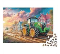 Tracteur dans Les Champs Puzzle 1000 Pièces Puzzle pour Adultes Maisons de Campagne Détente Décoration Cadeau 38x26cm/1000pcs