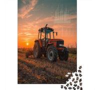 Tracteur dans Un Champ avec Coucher de Soleil en arrière-Plan 38x26cm/1000pcs Puzzles Adaptés Aux Adultes Et Aux Personnes Âgées De 14 Ans Et Plus