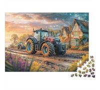 Tracteur dans Une Scène Rurale Puzzle en Bois pour Adultes Fun 300 Pieces Modern Farm Tech Style Jeu Intellectuel, Anti-Stress, Jeu Éducatif, Décoration Maison, Premium & Durable (300pcs (40x28cm))