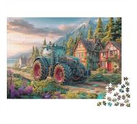 Tracteur dans Village 1000 Pieces Sturdy Paper Board Paysag fantas rur Jigsaw Puzzles for Teens Digital Detox Home Decor Recycled Cardboard 52x38cm/1000pcs