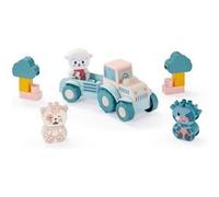 Ecoiffier Jeu de construction Tracteur de la Ferme 7930, enfant +12 mois, Fabriqué en France Pastel