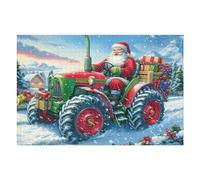 Tracteur de Noël 1000 Pieces Casse-tête Personne Âgée en Carton Rigide sans Déformation Facile Débutant Thérapie Occupationnelle Anti-Stress Petit Prix 1000 PCS/75x50cm