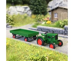 Tracteur, Deuzt F1M 414, avec remorque agricole - BUSCH 54102 - HO 1/87