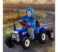 Tracteur électrique 12 v pour Enfants avec Remorque, Voiture électrique Enfant avec Télécommande, Klaxon Réaliste Et Feux LED/Boîte De Vitesses 2+1/Lecteur MP3/USB pour Enfants De 3 à 6 Ans