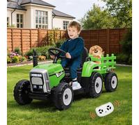 Tracteur Électrique 12V Enfants 3-6 an avec Remorque Télécommande Parentale
