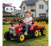 Tracteur Électrique 12V Enfants 3-6 an avec Remorque Télécommande Parentale