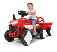 Tracteur électrique 2 en 1, avec remorque amovible, pour enfants à partir de 3 ans, avec lumières LED, musique, charge enfant de 50 kg, convient aux enfants à partir de 3 ans, rouge