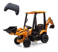 Tracteur électrique 4-en-1 12 V pour enfants avec pelleteuse/bulldozer/toit amovible - Télécommande 2,4 GHz pour sur 3 ans Garçon