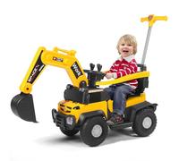 Tracteur électrique avec pelle, pelleteuse pour enfants, voiture électrique de 12 V, charge maximale de 50 kg, avec lumières LED, musique et fonctions USB Jaune