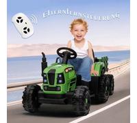 Tracteur Électrique EKASN Voiture Enfant avec Remorque 12 V avec télécommande trois vitesses réglables Bluetooth VERT