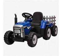 Tracteur électrique enfant 12V avec remorque - Télécommande parentale, LED, musique, USB - De 3 à 8 ans - Bleu Bleu