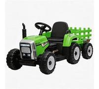 Tracteur électrique enfant 12V avec remorque - Télécommande parentale, LED, musique, USB - De 3 à 8 ans - Vert