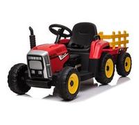 Tracteur Électrique Enfant avec Remorque - 12V, Télécommande, Effets Sonores - Rouge Noir/Rouge G