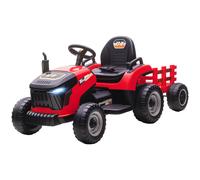 AIYAPLAY Tracteur électrique Enfants avec remorque Amovible, Voiture électrique Enfants à 6 pneus avec télécommande 2,4G, lumière LED, Musique, klaxon, 3 Vitesses et démarrage Lent, 3 à 8 Ans, Rouge