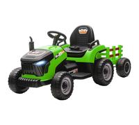 Tracteur électrique enfants - AIYAPLAY - remorque amovible - télécommande 2,4G - PP et métal - 139x58x55cm - vert