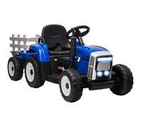 Tracteur électrique enfant avec remorque - effets sonores lumineux - télécommande - 3-6 Km/h - bleu Bleu G