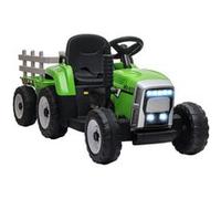 Tracteur électrique enfant avec remorque - effets sonores lumineux - télécommande - 3-6 Km/h - vert Vert G