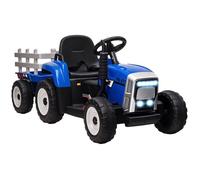 Tracteur Électrique Enfant Avec Remorque - Effets Sonores Lumineux - Télécommande - 3-6 Km/H - Bleu