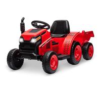 Tracteur électrique pour enfants, 6 V, avec remorque, 2 en 1, avec klaxon, USB, musique et lumières LED, charge de 30 kg, pour les enfants à partir de 3 ans, bleu