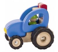TRACTEUR EN BOIS COULEUR BLEU GOKI