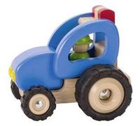 Tracteur en bois massif bleu Bleu G