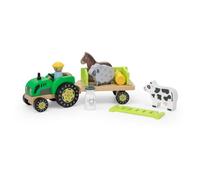 Tracteur en bois viga 44680 - remorque, fermier et animaux
