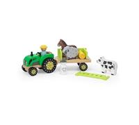Tracteur en bois Viga 44680 - Remorque, fermier et animaux - Multicolore - Dès 6 ans