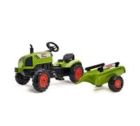 Falk Tracteur à pédales Claas 2041C avec remorque - Fabriqué en France - Dès 2 ans - Vert kaki