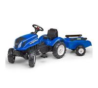 FALK Tracteur à pédales New Holland 3080AB avec remorque Fabriqué en France Dès 2 ans Bleu