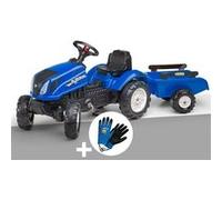 Tracteur Enfant New Holland Avec Remorque 2 À 5 Ans Falk + Gants