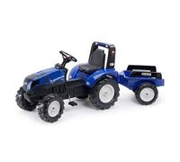 Falk Tracteur à pédales New Holland avec remorque-Dès 3 ans-Fabriqué en France-Volant directionnel avec klaxon-Siège ajustable-3090B, 3090B, Bleu