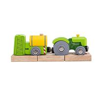 Tracteur ferroviaire Bigjigs avec une voie de garage verte