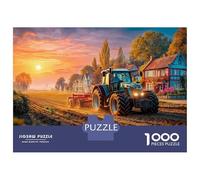 Tracteur labourant Un Champ Coffret Puzzle 1000 Pièces Papier Écologique Style paysager du Coucher de Soleil Rural pour Seniors, Puzzle, Puzzle De Voyage, Option Cadeau De Noël 70x50cm/10