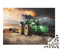 Tracteur labourant Un Champ, en Carton 100% recyclé. Tracteur Vert avec pulvérisateur. Puzzle de 1000 pièces pour Adultes, Stimulant et Casse-tête. 38 x 26 cm.
