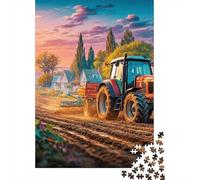Tracteur labourant Un Champ Puzzle 1000 Pièces Paysage du Coucher de Soleil en Campagne Art Puzzle Adulte De Qualité Supérieure Cadeau Unique 70x50cm/1000pcs