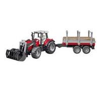 Bruder Tractor Massey Ferguson 7480 C/pisa And Trailer 02046 Argenté